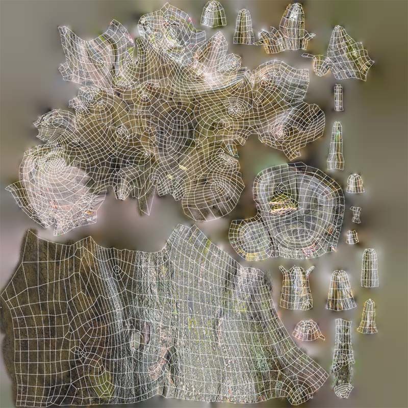 Fallen Tree Stump Roots Low-poly 3D model_14