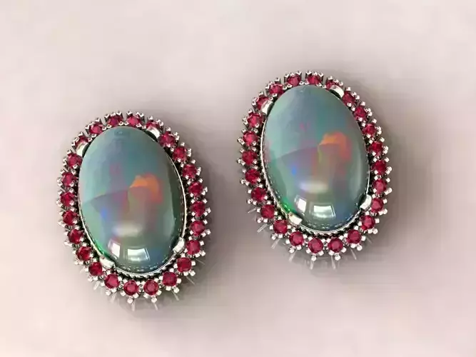 Oval opal and diamond Tops