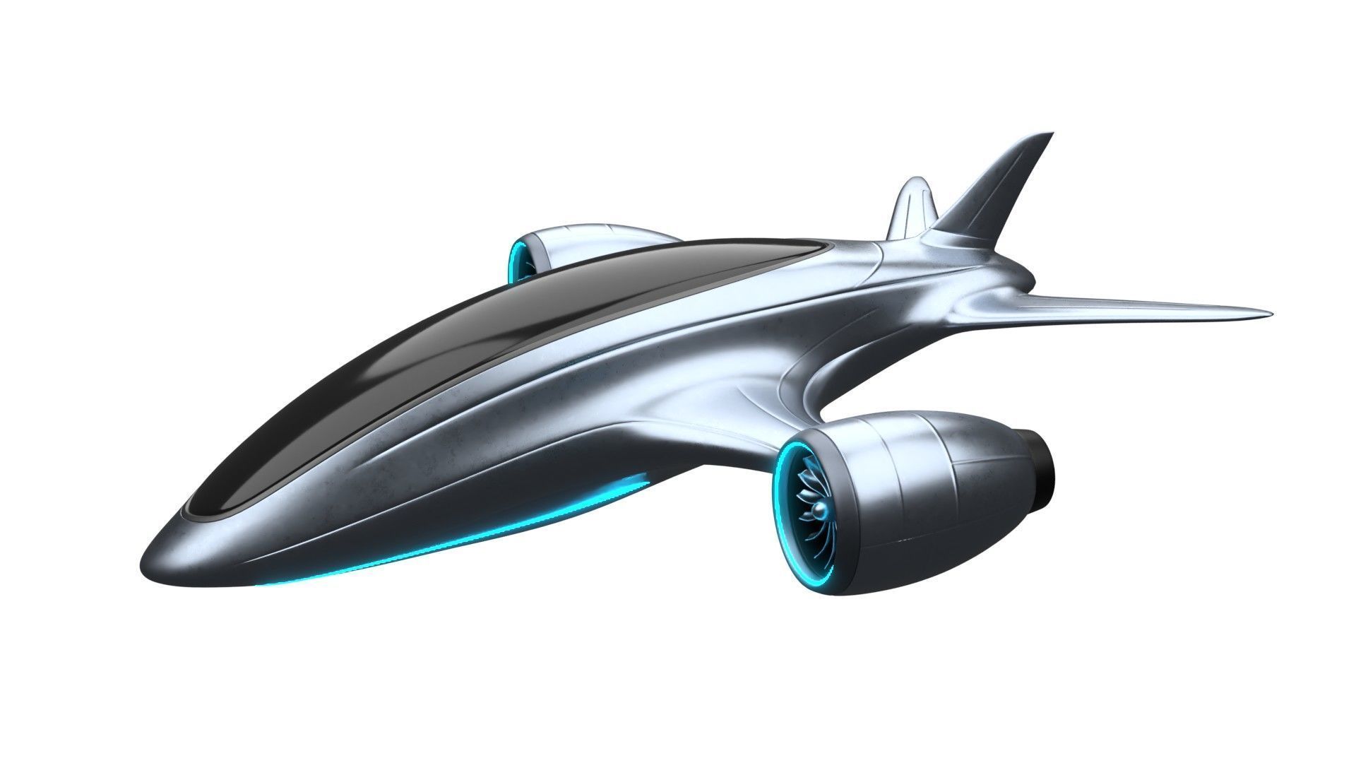 electric hybrid aircraft 3D model_4