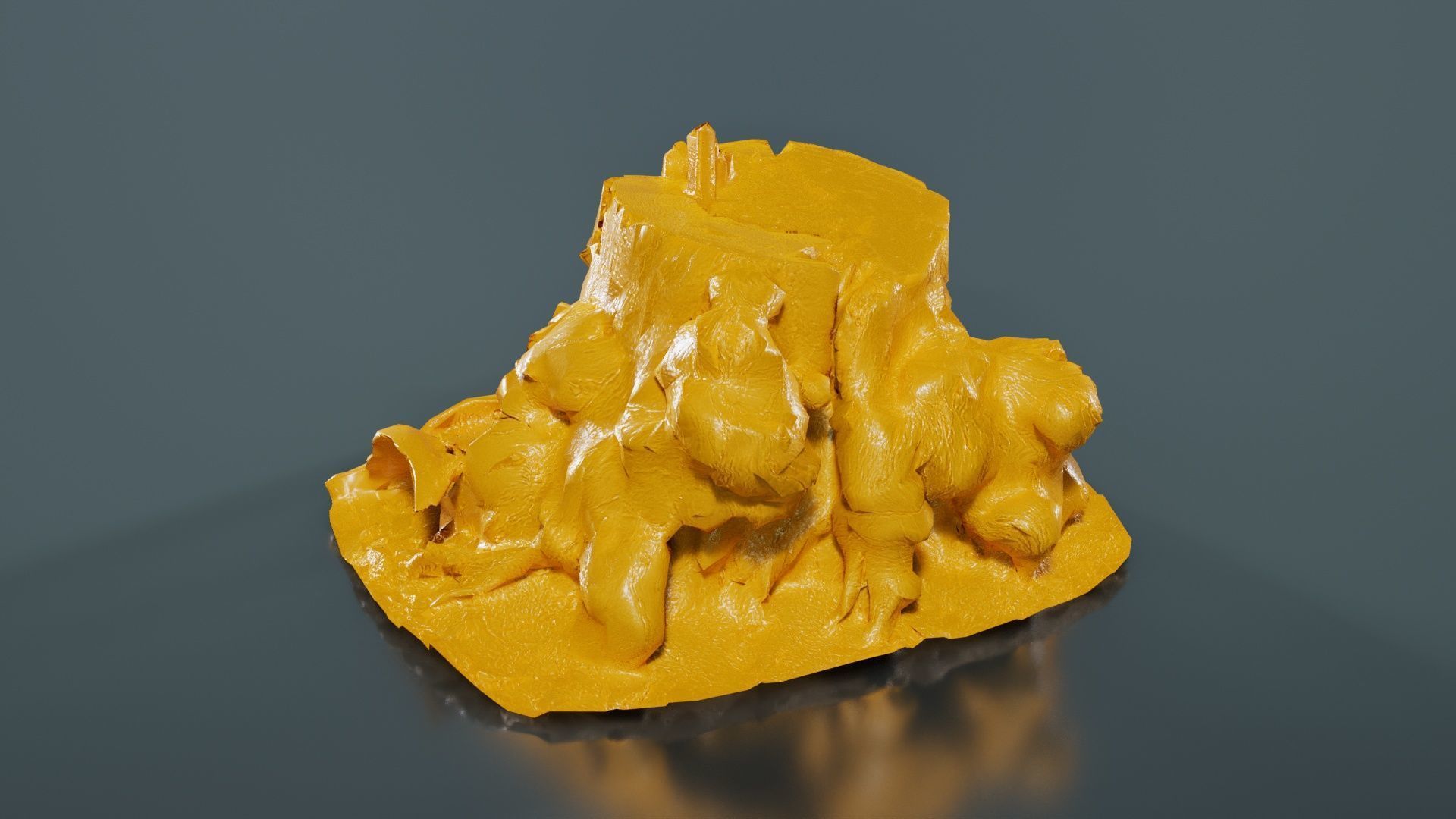 Wide Tree Root Stump Low-poly 3D model_12