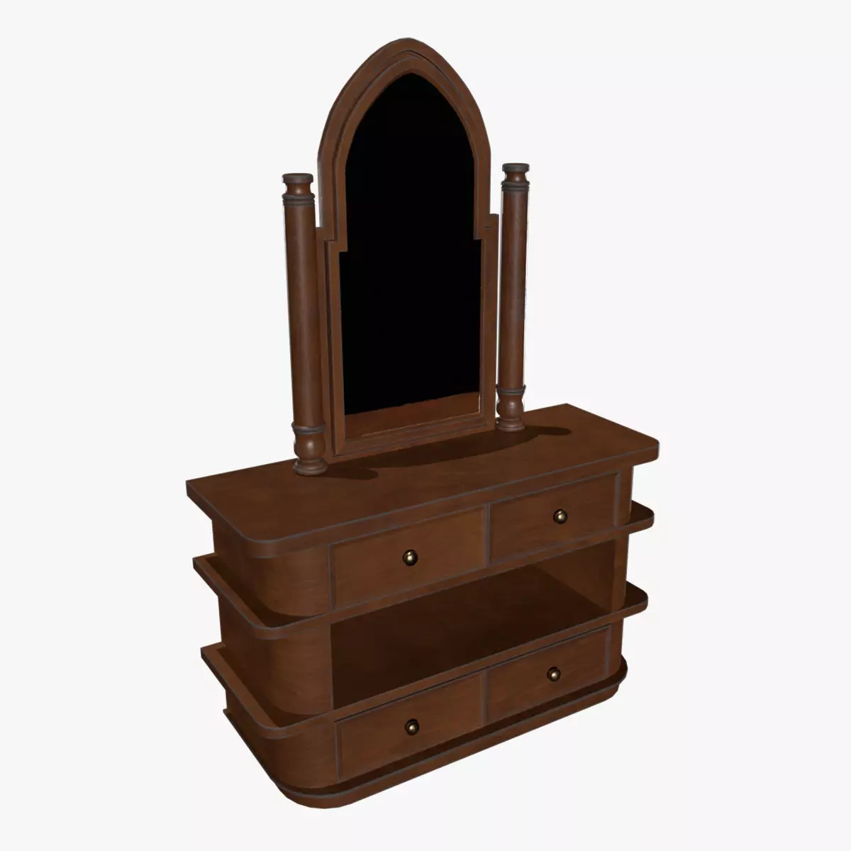 Medieval Wall Mirror V02 Low-poly 3D model_0