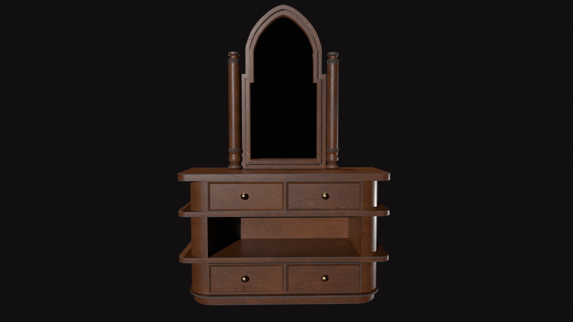 Medieval Wall Mirror V02 Low-poly 3D model_4