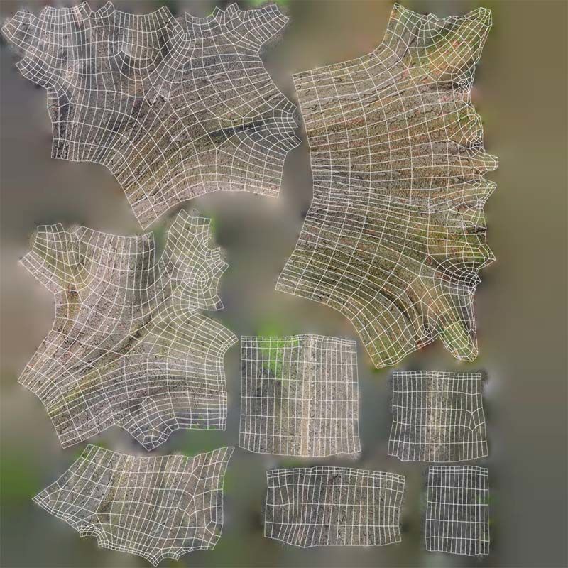 Fragmented Bark Tree Trunk Low-poly 3D model_14