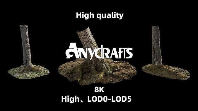 anydrafts Abies Trunk 02 combination Low-poly 3D model