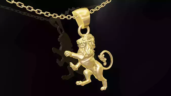 Lion Statue Sculpture pendant jewelry gold
