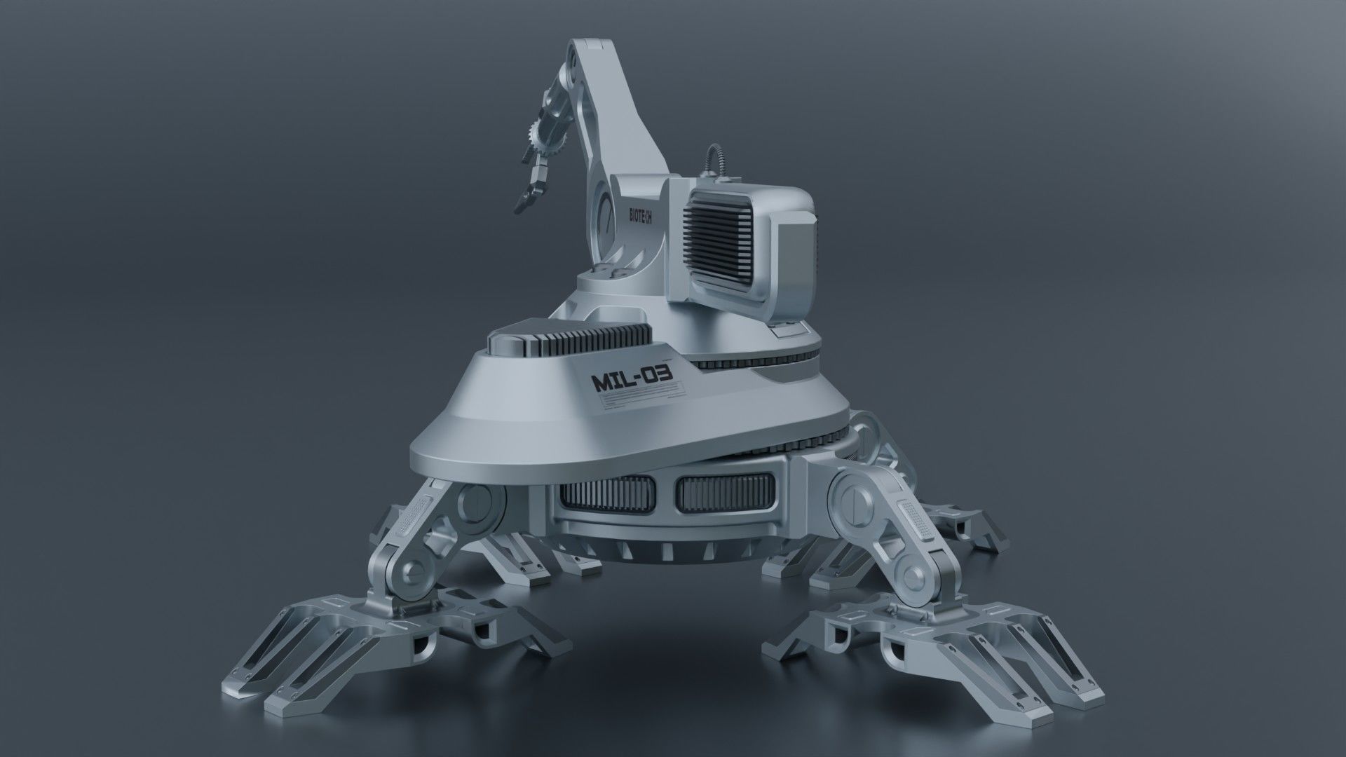 Sci-fi futuristic 3D manipulator arm high-poly hard-surface 3D model_5