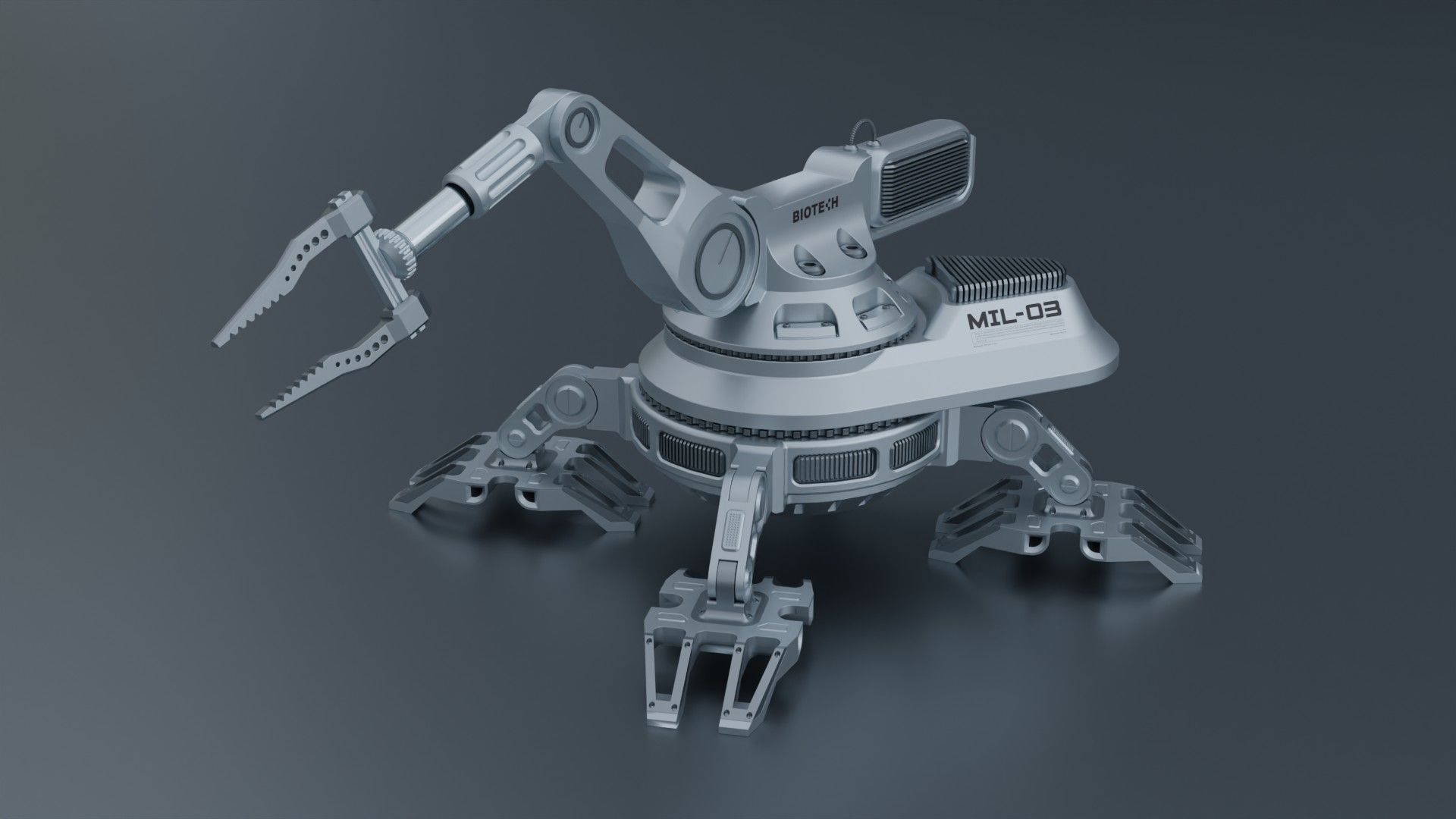 Sci-fi futuristic 3D manipulator arm high-poly hard-surface 3D model_4