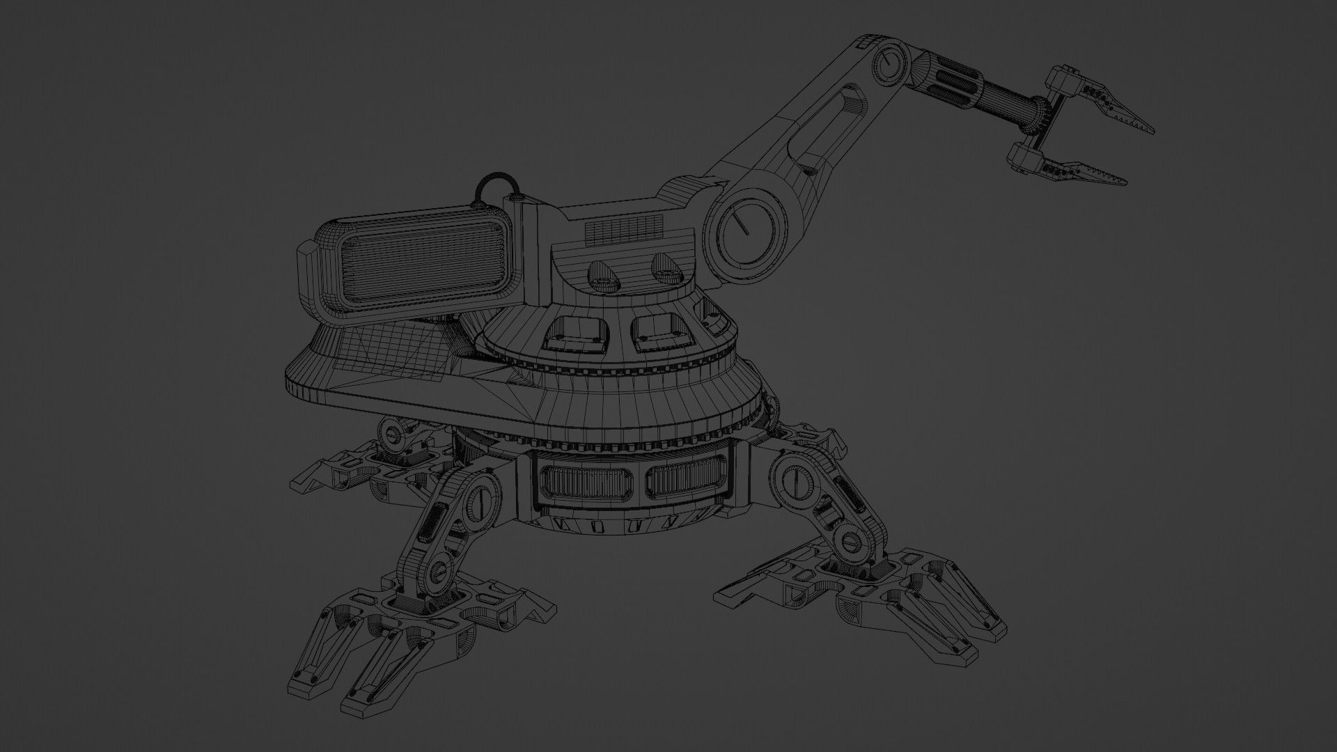 Sci-fi futuristic 3D manipulator arm high-poly hard-surface 3D model_10