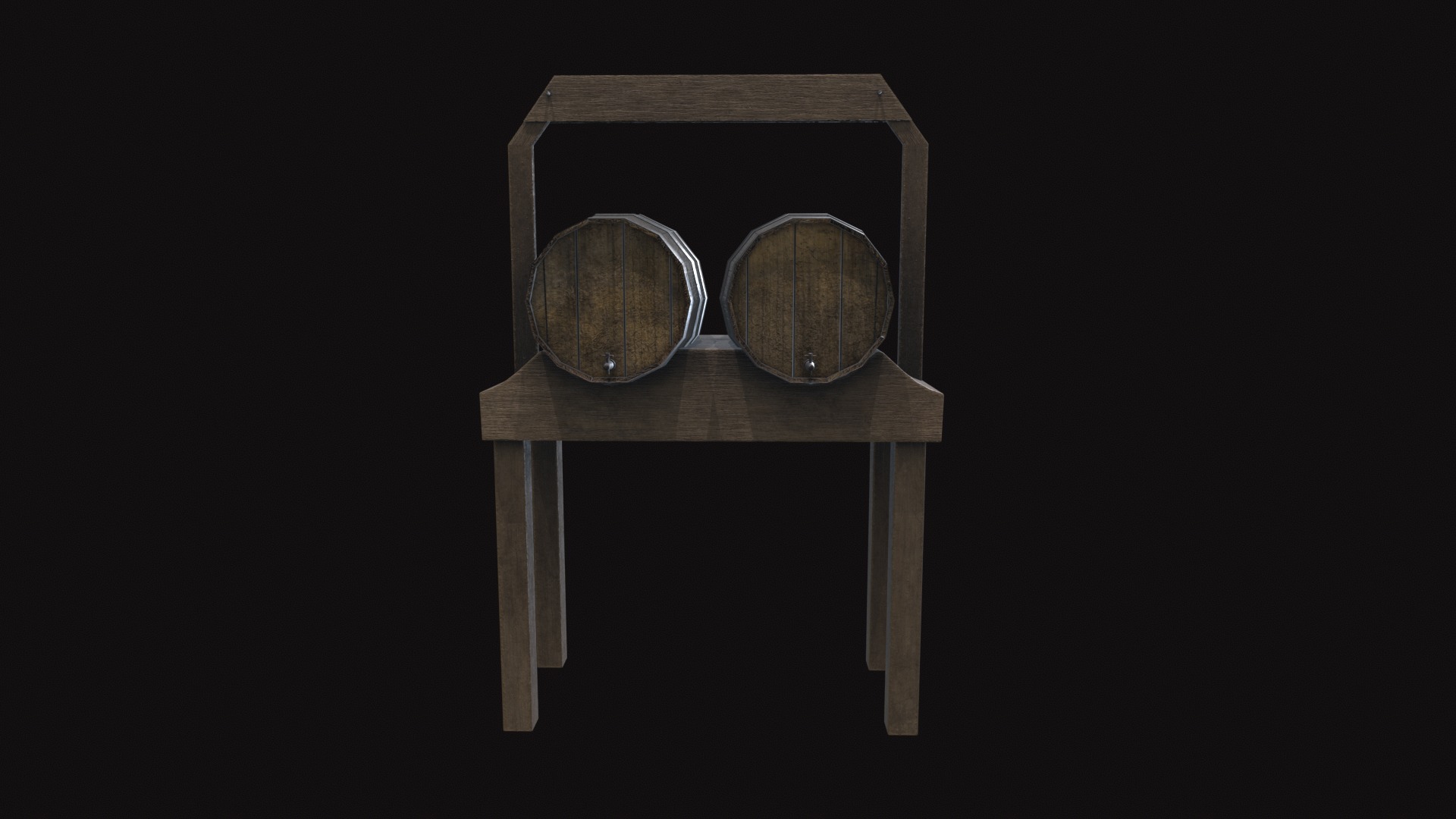 Medieval Beer Barrel Low-poly 3D model_7