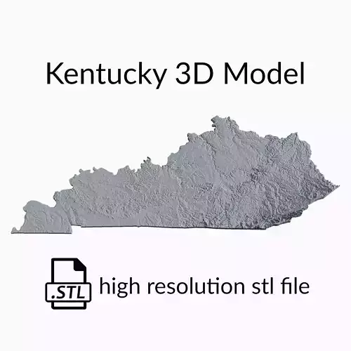 USA State of Kentucky Topographic Map - 3D Terrain Topo