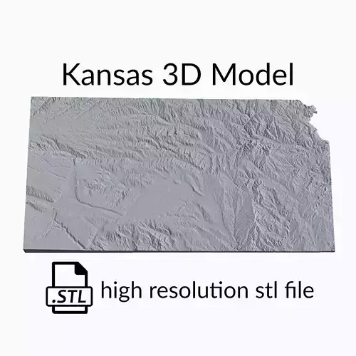 USA State of Kansas Topographic Map - 3D Terrain Topography