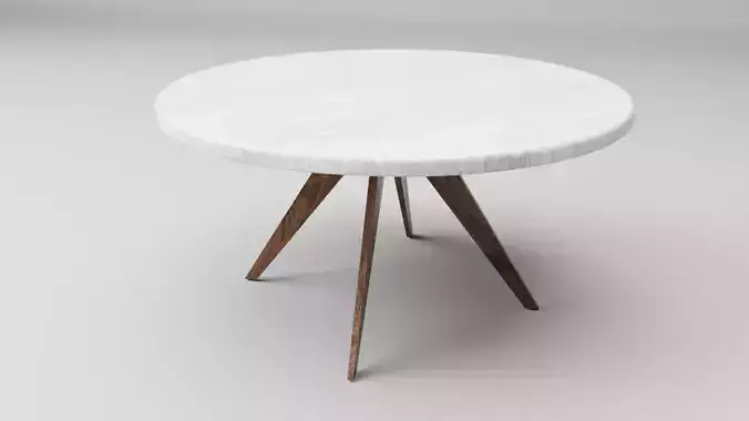 Marble Top Dining Drum and Wood Legs