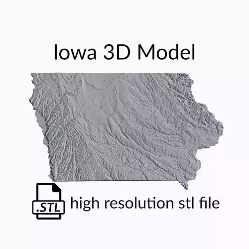 USA State of Iowa Topographic Map - 3D Terrain Topography