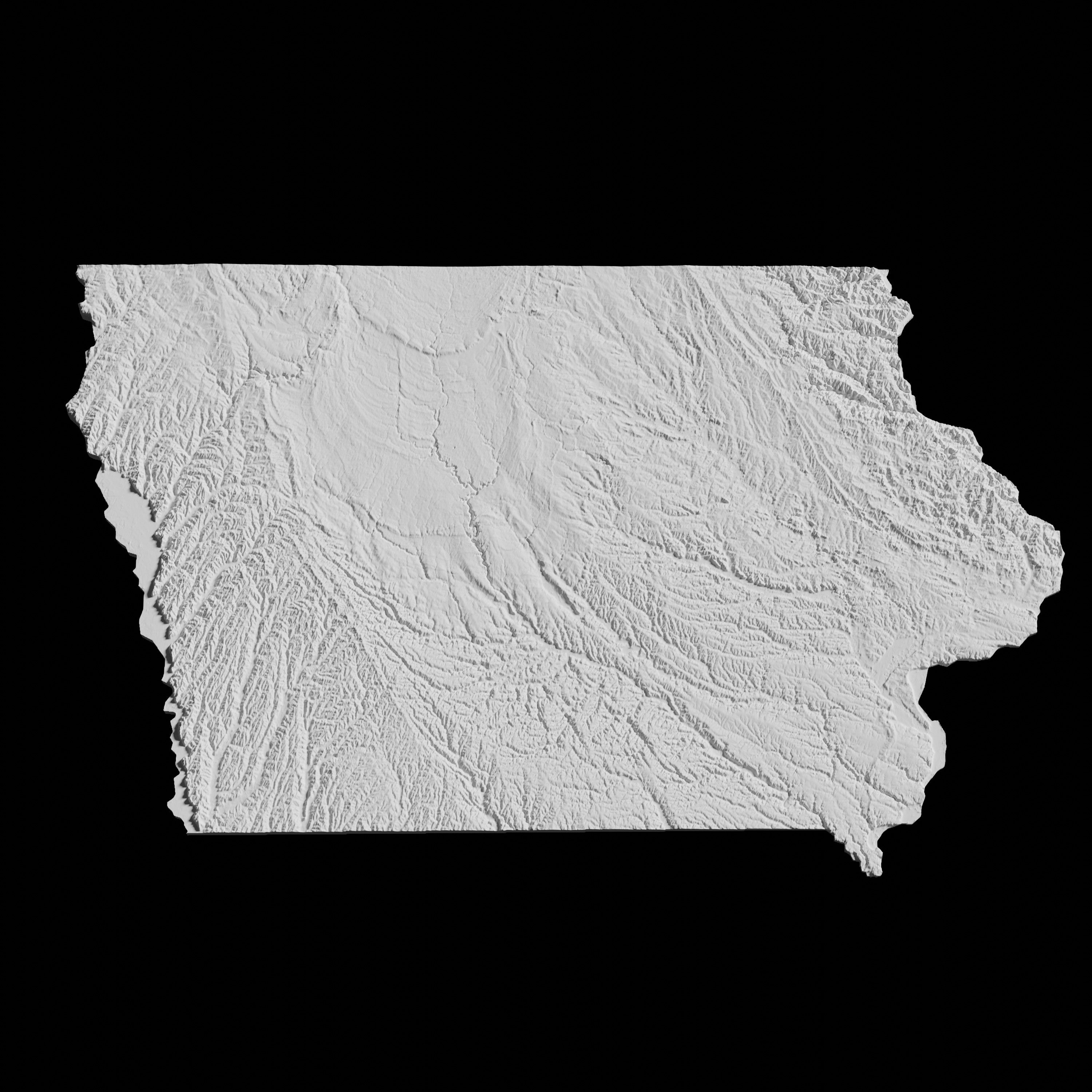 USA State of Iowa Topographic Map - 3D Terrain Topography 3D print model_1