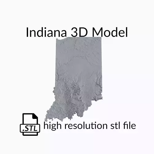 USA State of Indiana Topographic Map - 3D Terrain Topo