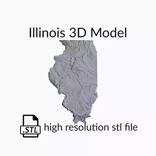 USA State of Illinois Topographic Map - 3D Terrain Topography