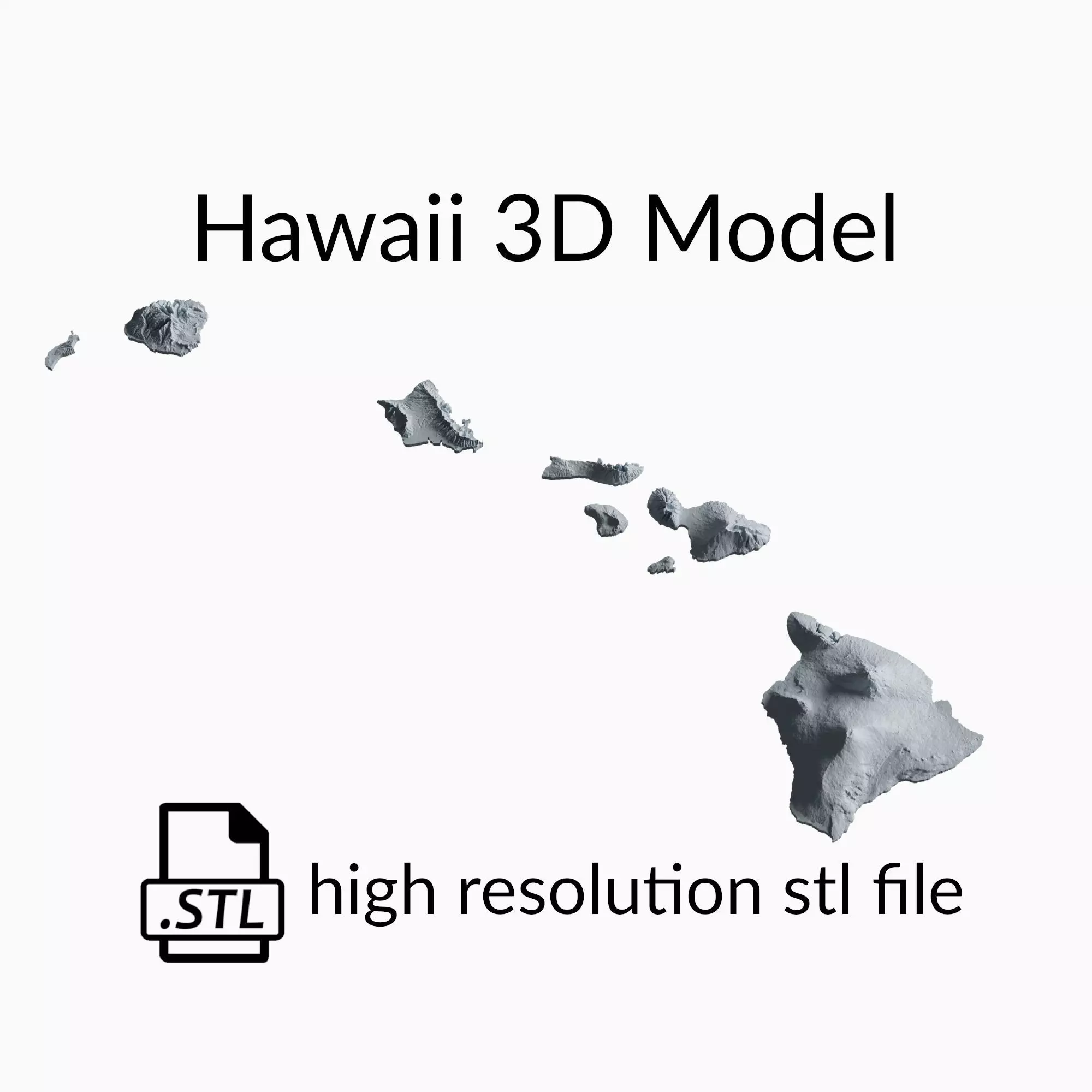 USA State of Hawaii Topographic Map - 3D Terrain Topography 3D print model_0