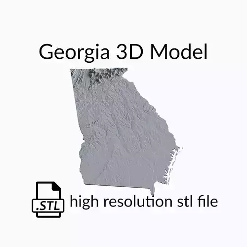 USA State of Georgia Topographic Map - 3D Terrain Topography