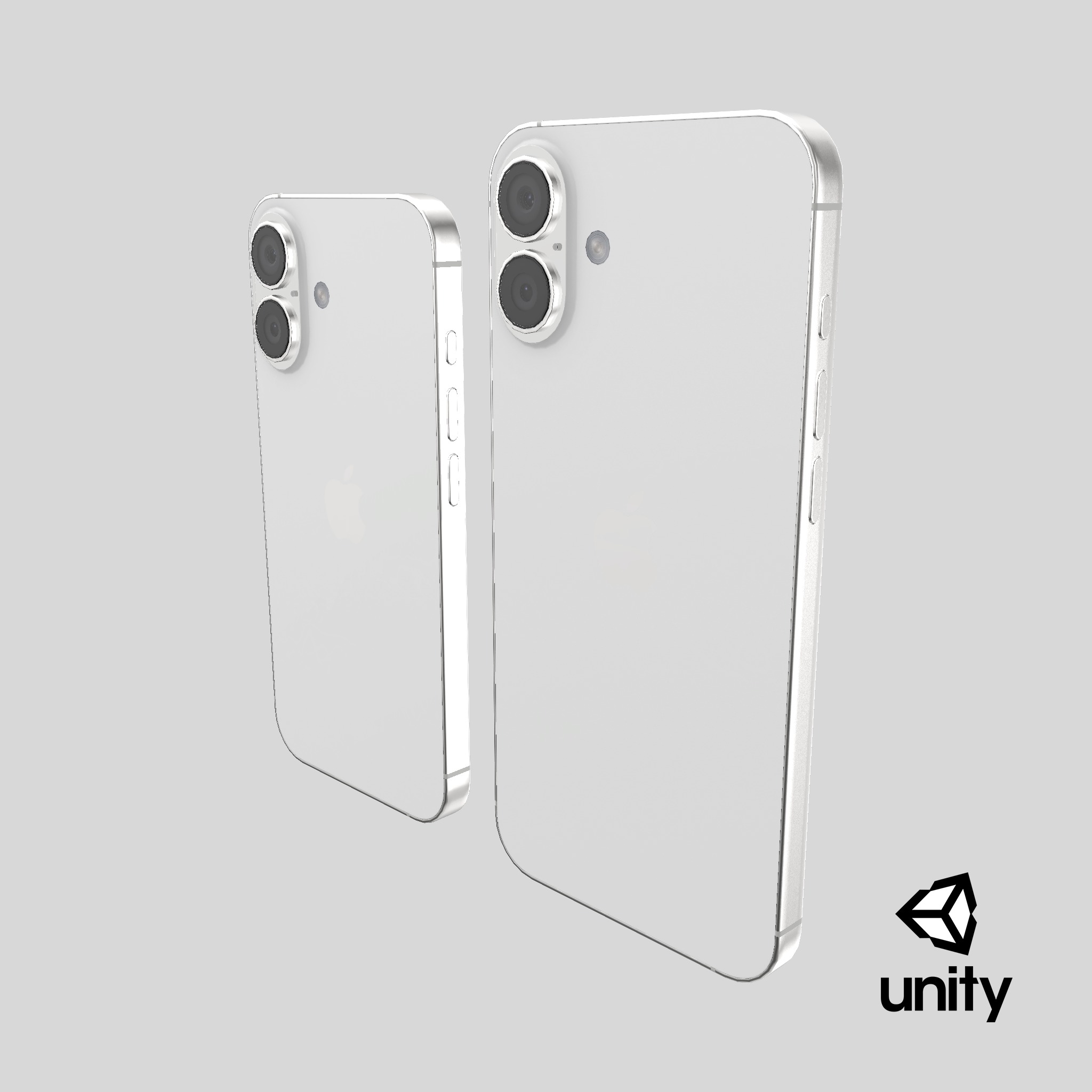 iPhone 16 and 16 Plus White Low-poly 3D model_17