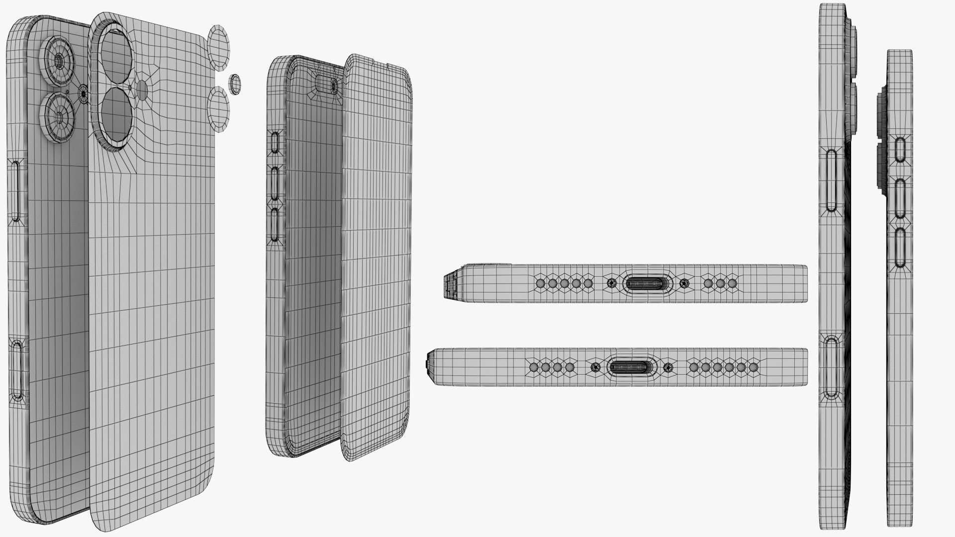 iPhone 16 and 16 Plus White Low-poly 3D model_10