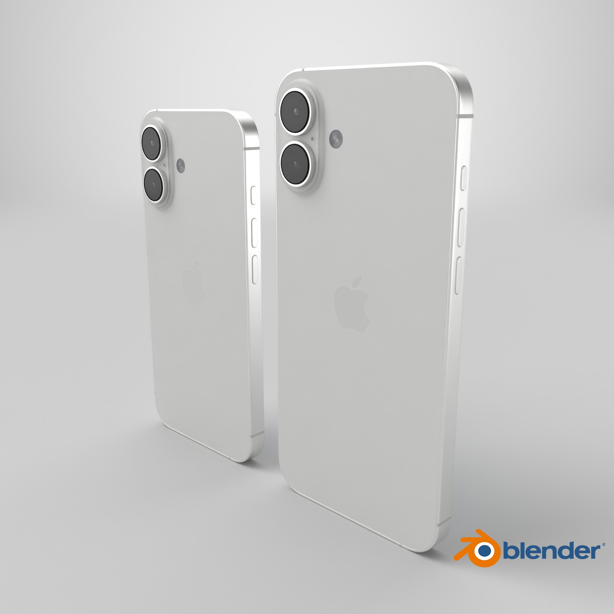 iPhone 16 and 16 Plus White Low-poly 3D model_12