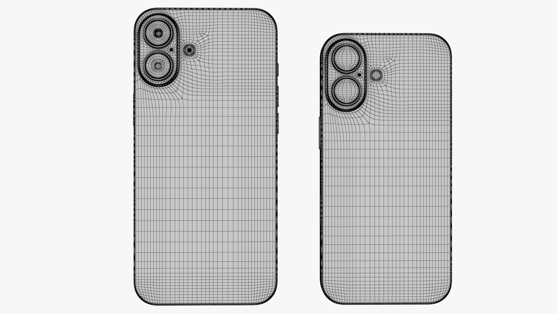 iPhone 16 and 16 Plus White Low-poly 3D model_9