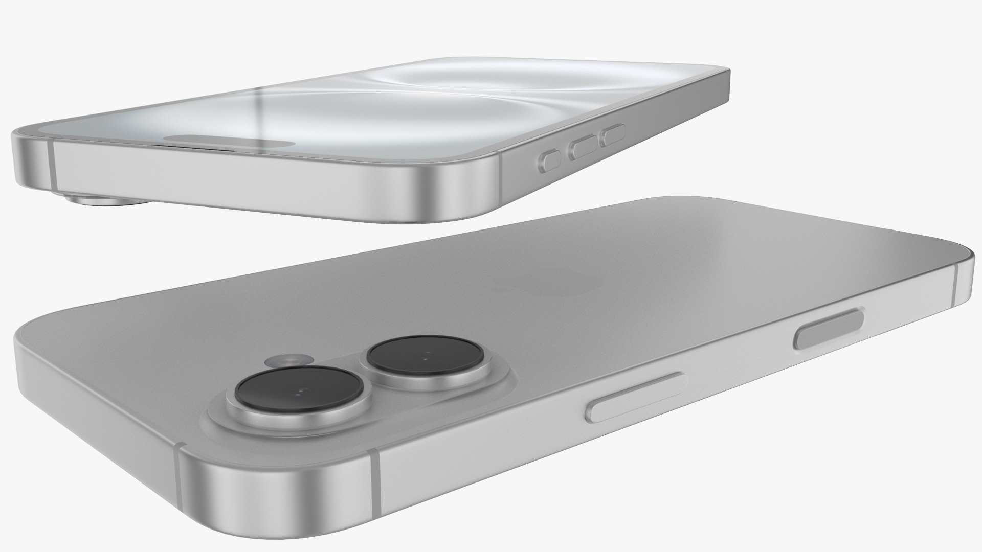 iPhone 16 and 16 Plus White Low-poly 3D model_7