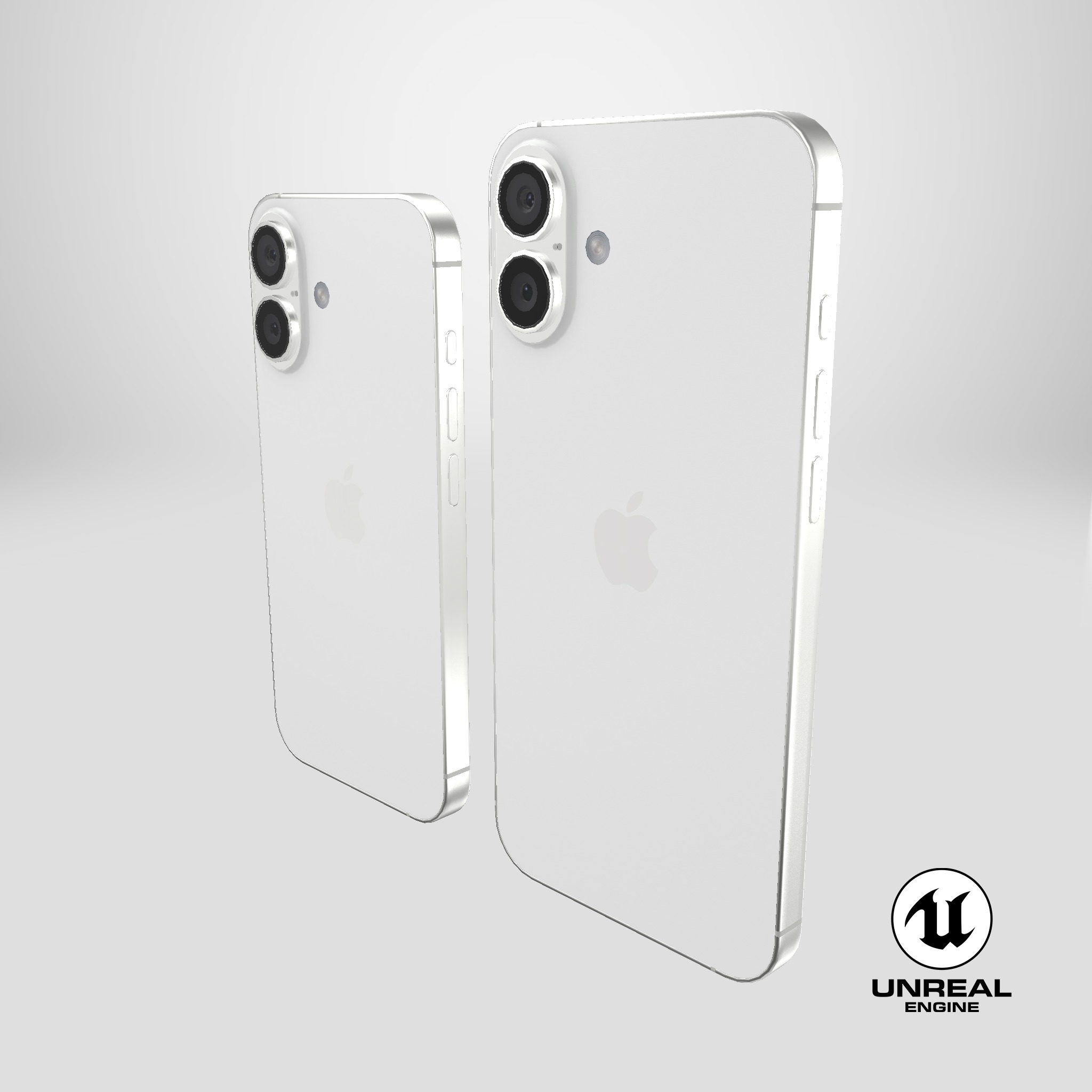 iPhone 16 and 16 Plus White Low-poly 3D model_18