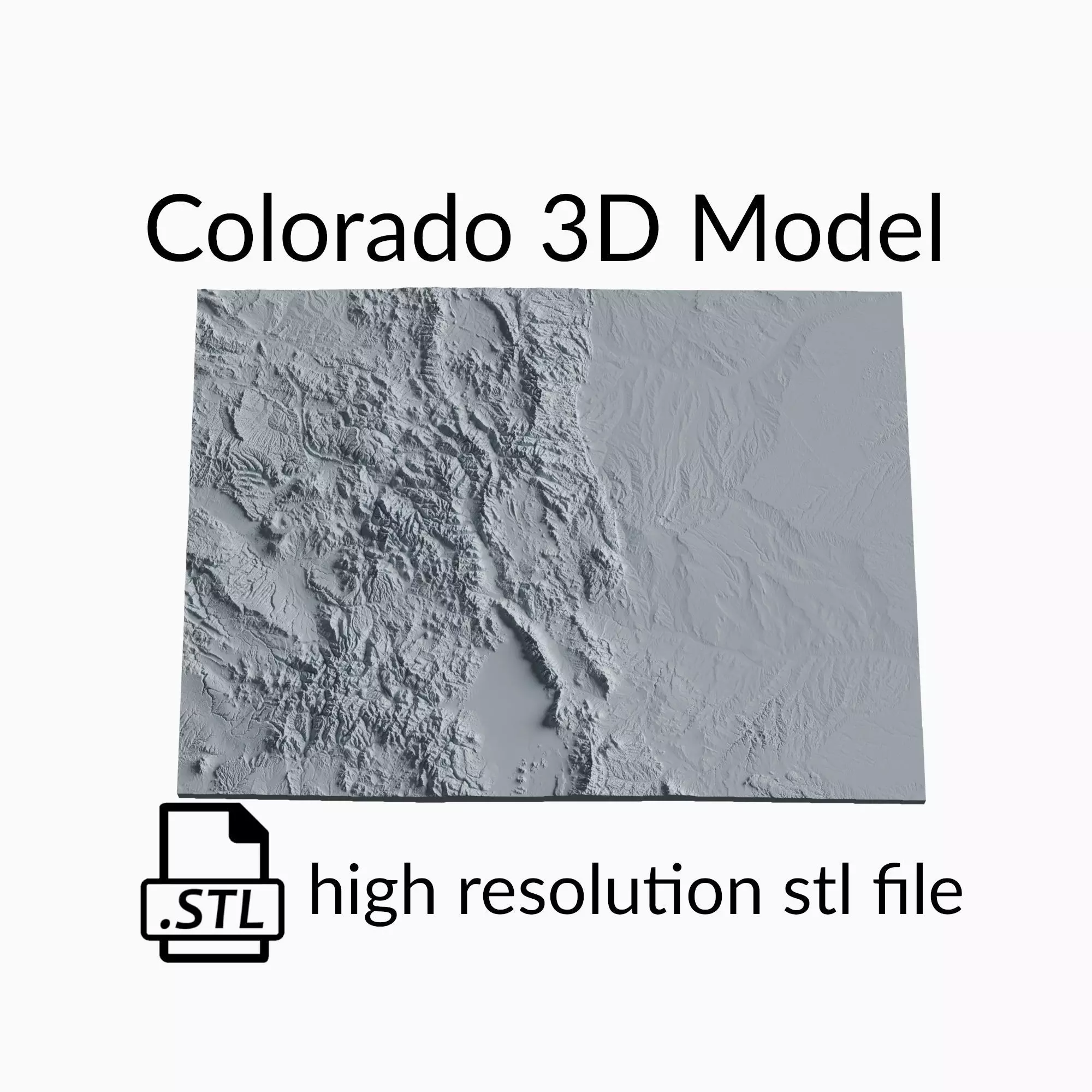 USA State of Colorado Topographic Map - 3D Terrain Topography 3D print model_0