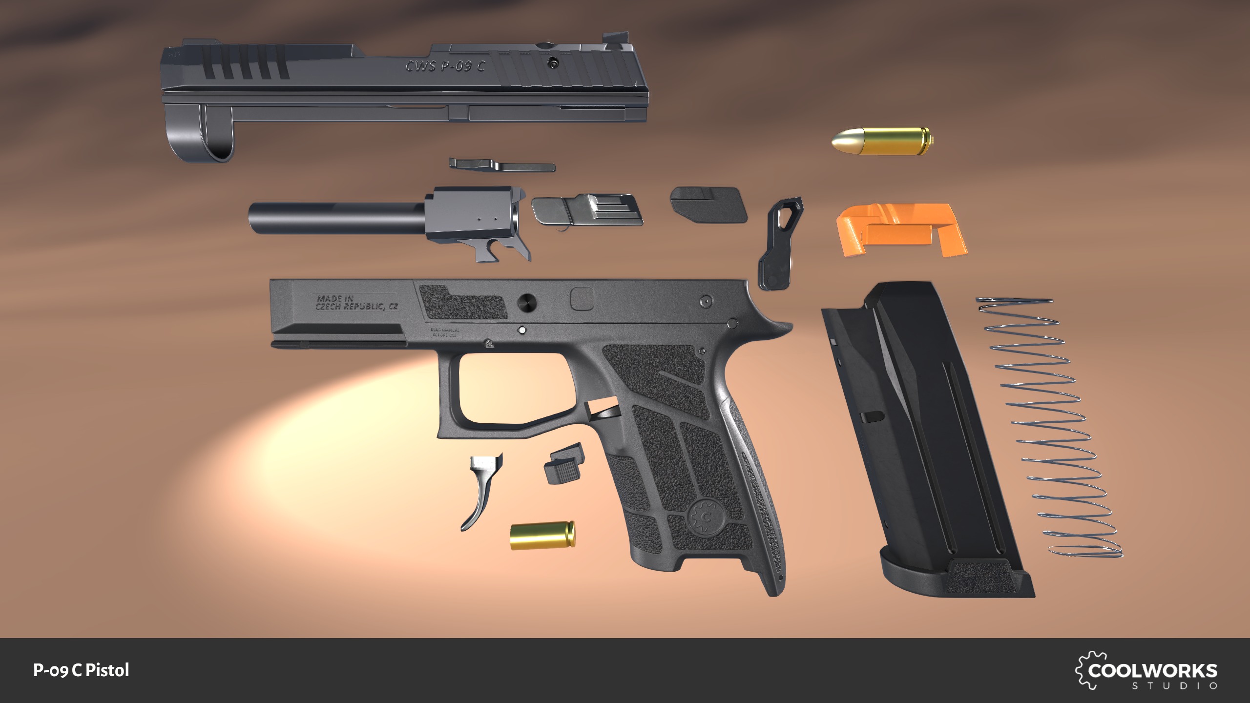 CZ P-09 C Pistol Low-poly 3D model_8
