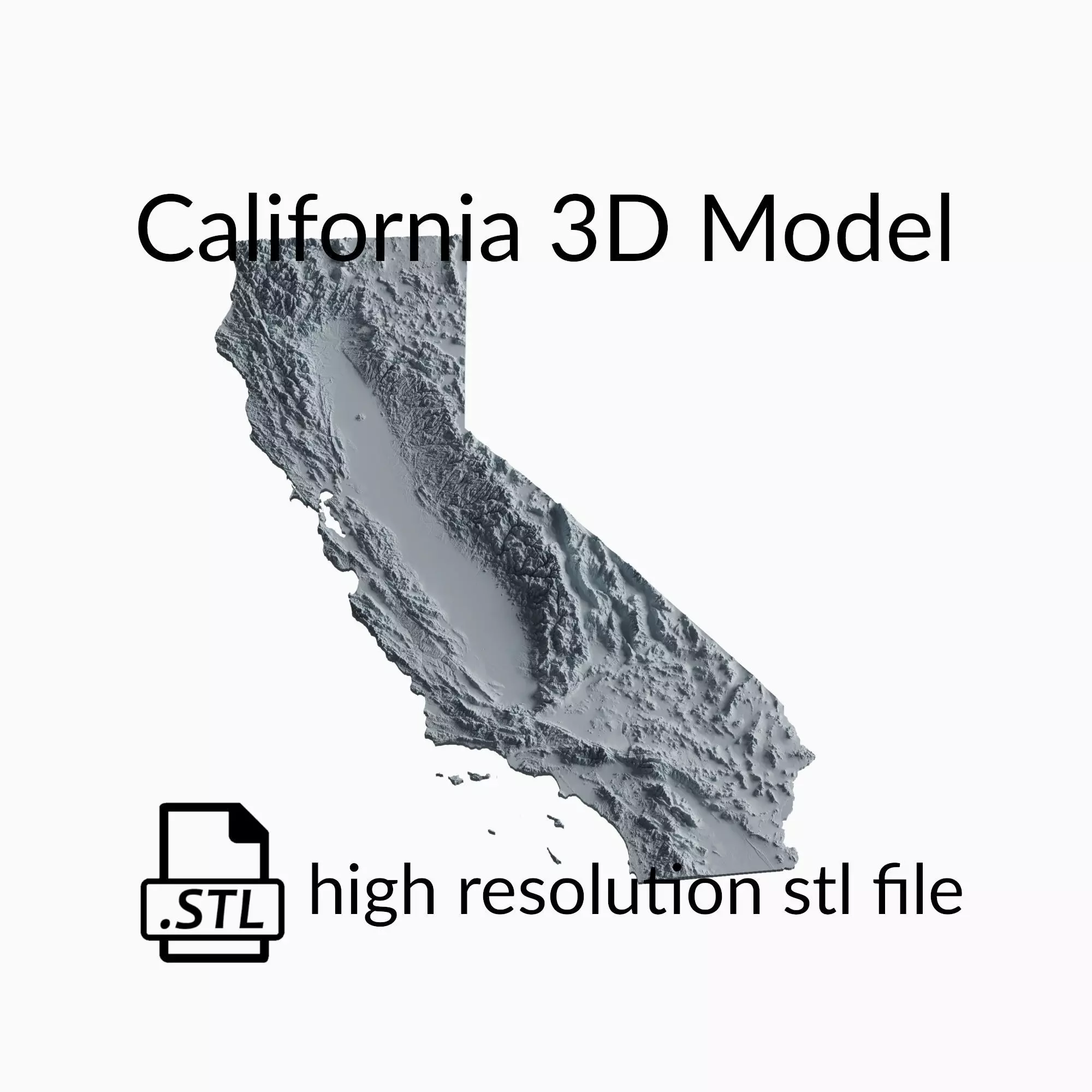 USA State of California Topographic Map - 3D Terrain Topography 3D print model