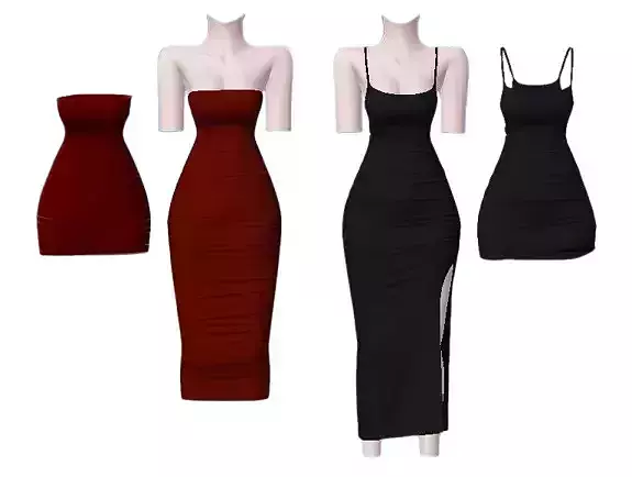LONG AND MINI DRESS BUNDLE Low-poly 3D model