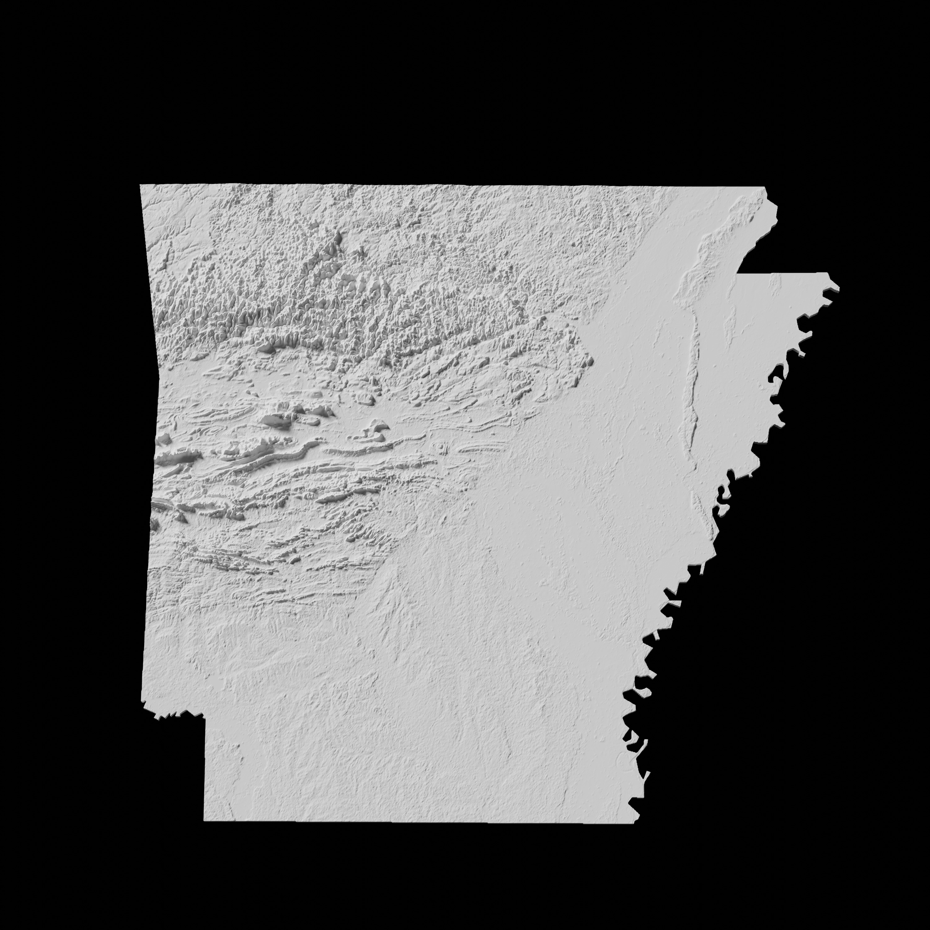 USA State of Arkansas Topographic Map - 3D Terrain Topography 3D print model_1