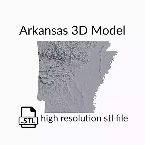 USA State of Arkansas Topographic Map - 3D Terrain Topography
