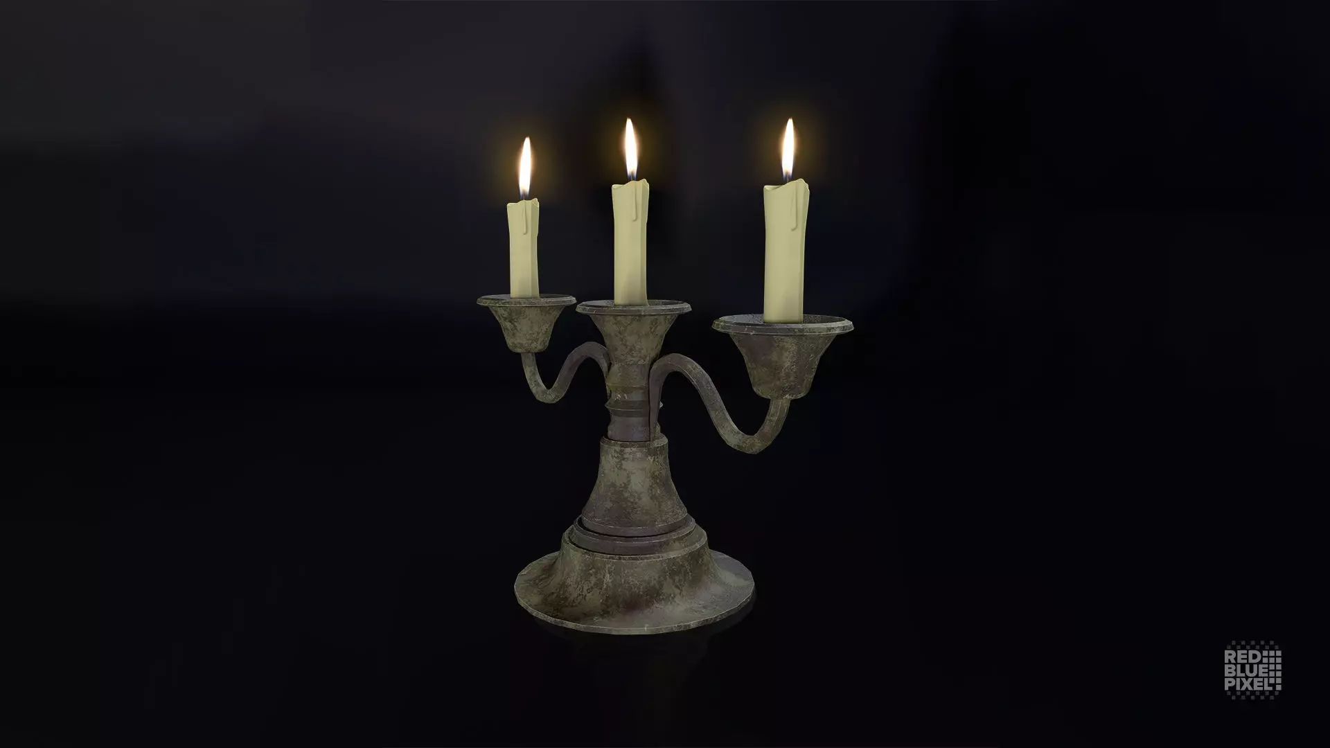 Medieval Candle Stand V02 Low-poly 3D model_0