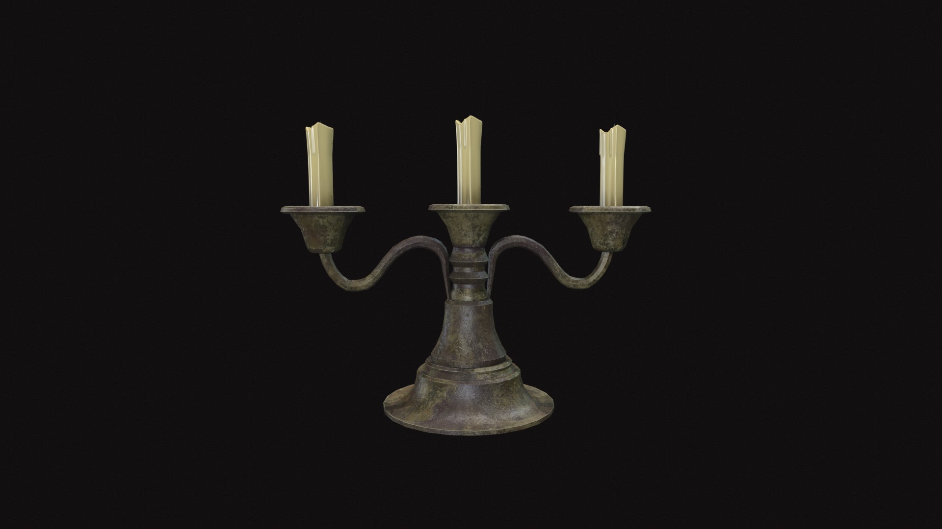 Medieval Candle Stand V02 Low-poly 3D model_13