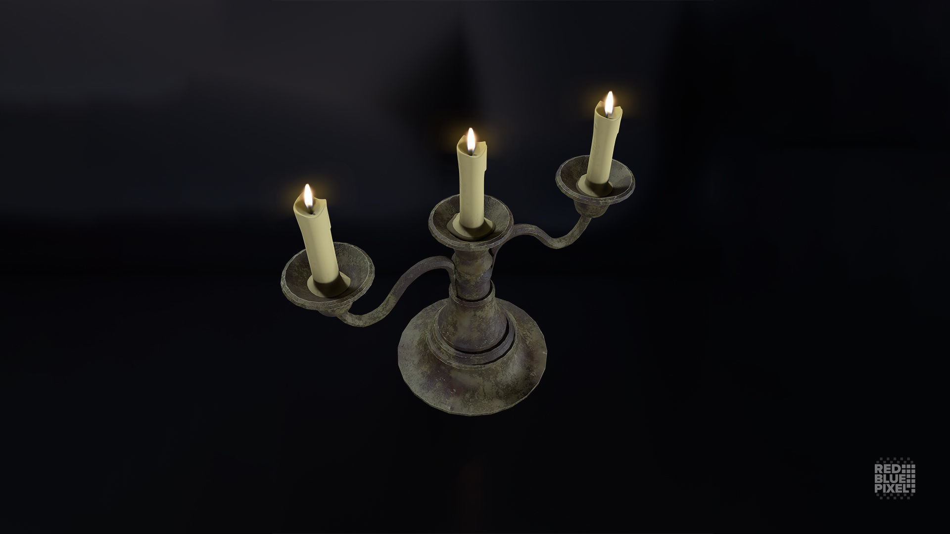 Medieval Candle Stand V02 Low-poly 3D model_5