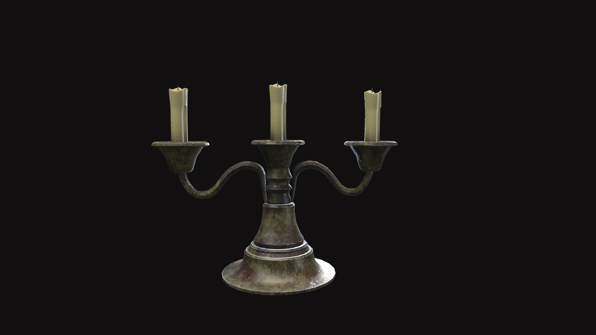Medieval Candle Stand V02 Low-poly 3D model_12