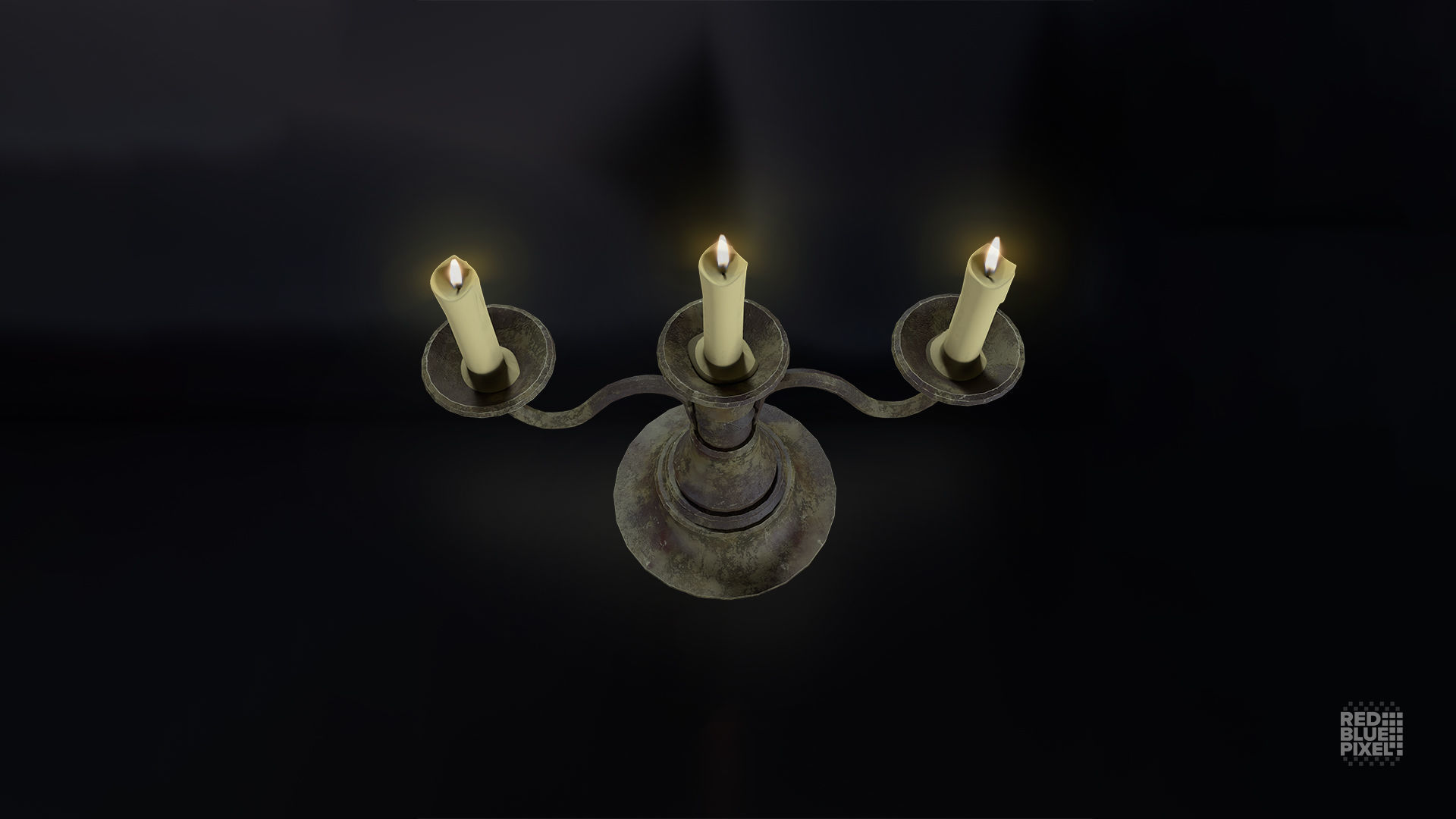Medieval Candle Stand V02 Low-poly 3D model_6