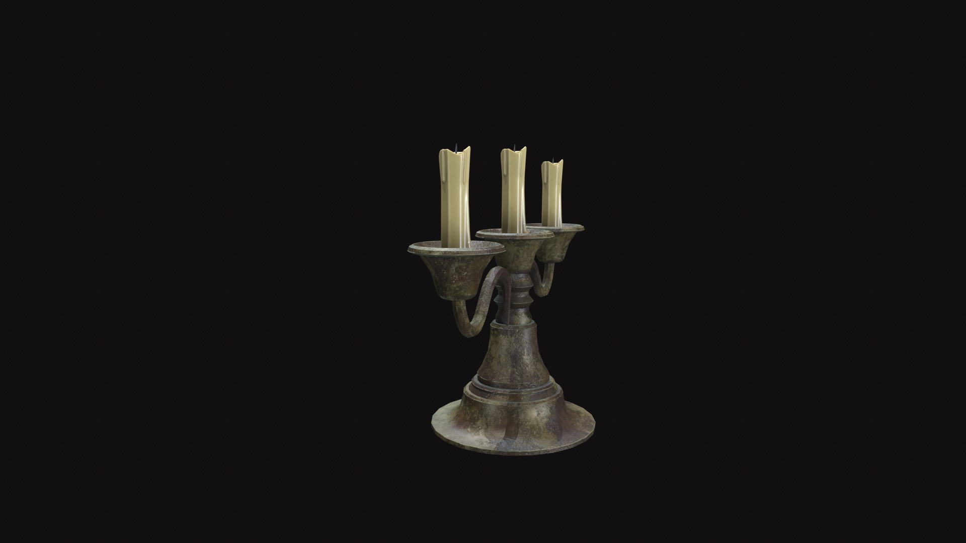 Medieval Candle Stand V02 Low-poly 3D model_10