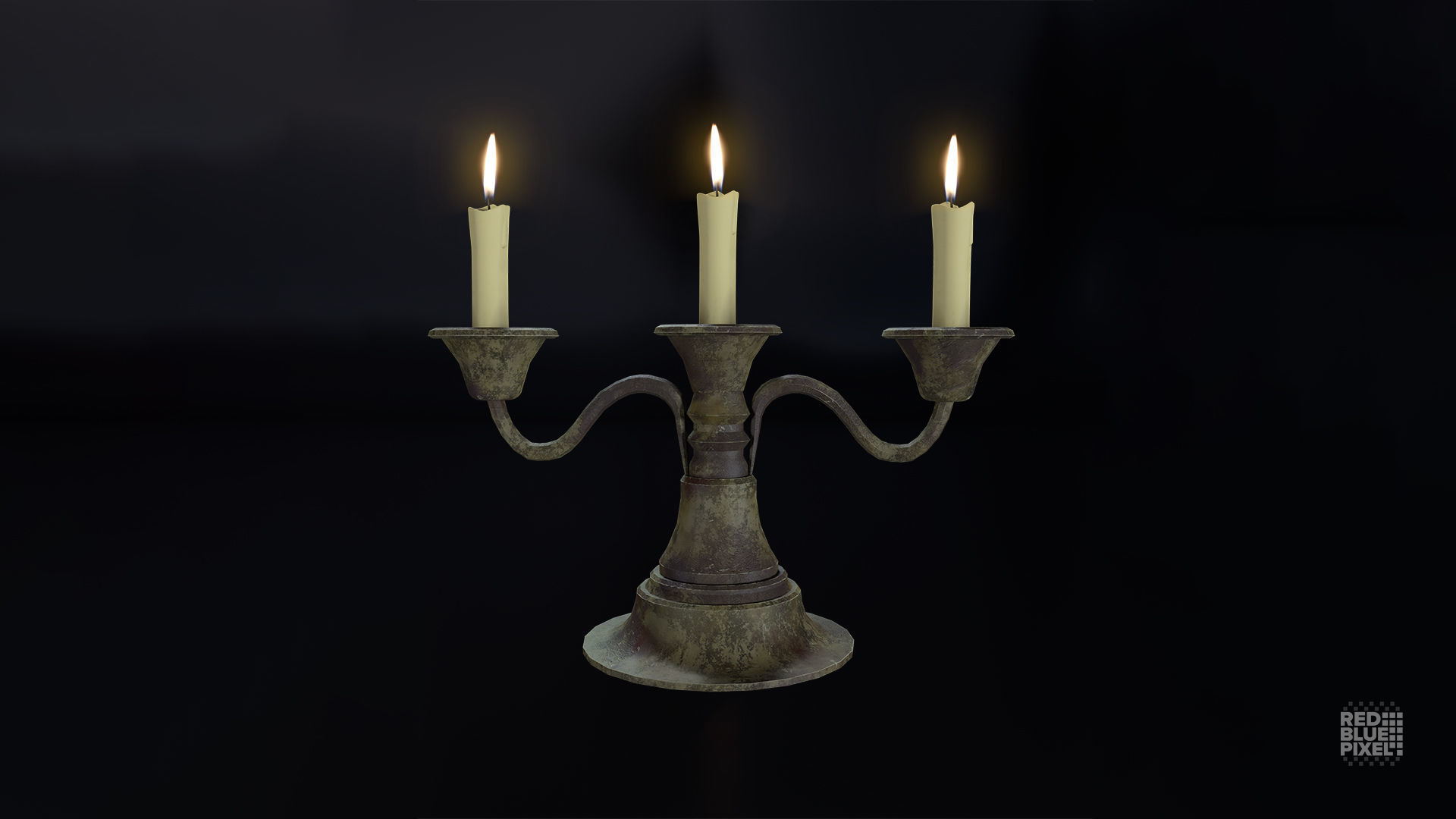 Medieval Candle Stand V02 Low-poly 3D model_4