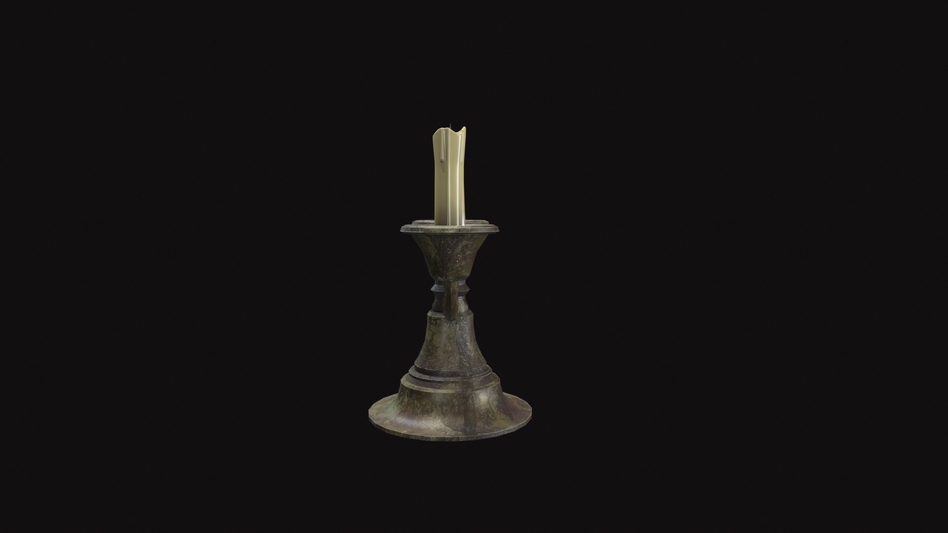 Medieval Candle Stand V02 Low-poly 3D model_8
