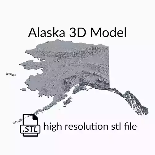 USA State of Alaska Topographic Map - 3D Terrain Topography 3D print model