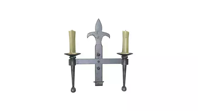 Medieval Candle Stand V06 Low-poly 3D model