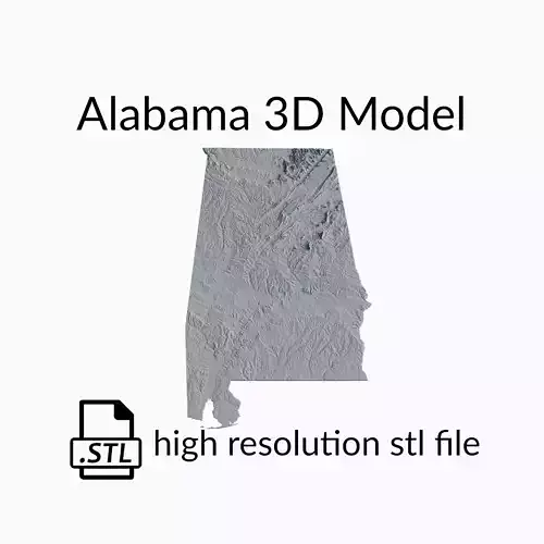 USA State of Alabama Topographic Map - 3D Terrain Topography 3D print model