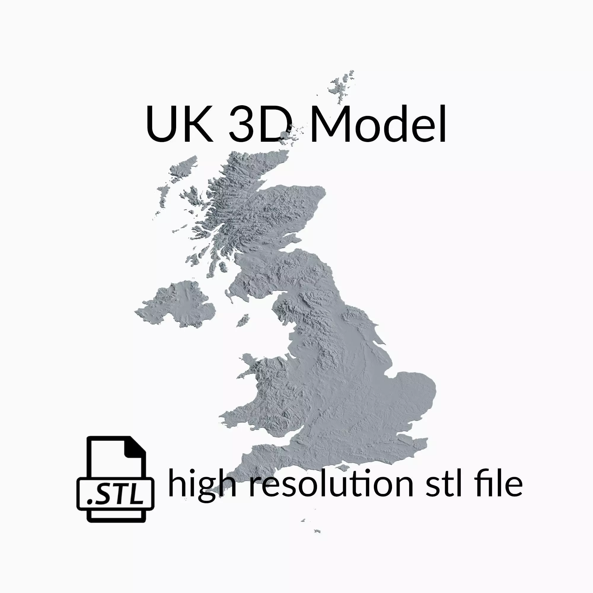 United Kingdom Topographic Map - 3D Terrain Topography of the UK 3D print model_0