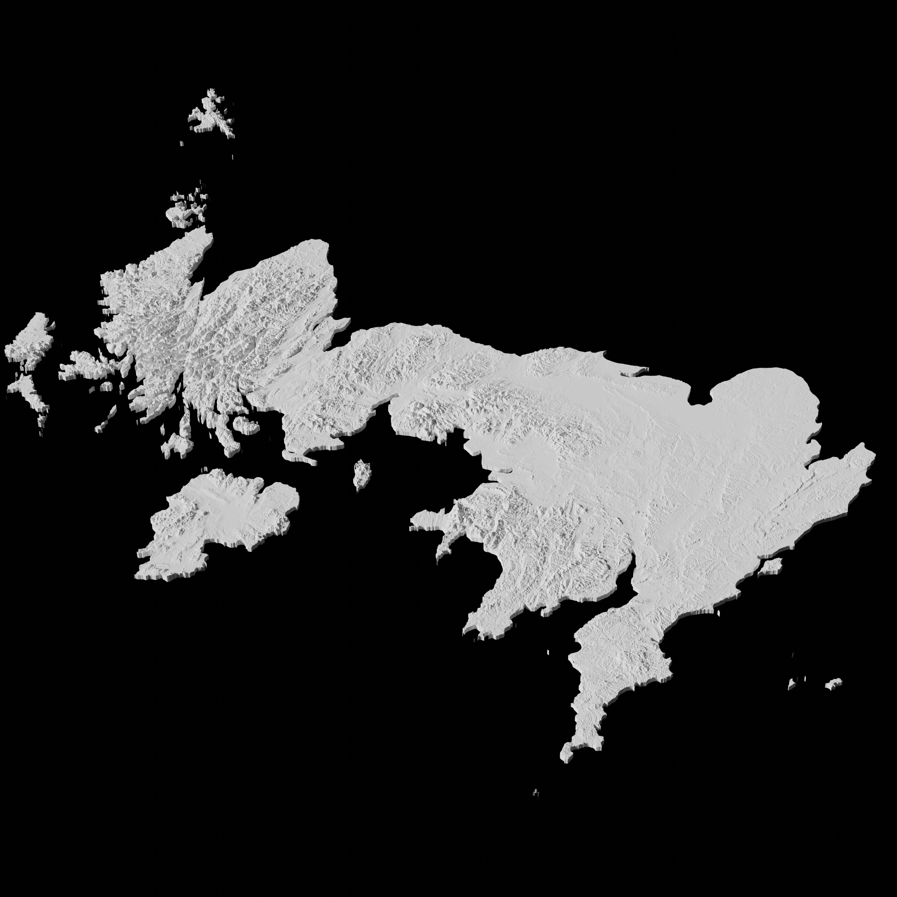 United Kingdom Topographic Map - 3D Terrain Topography of the UK 3D print model_3
