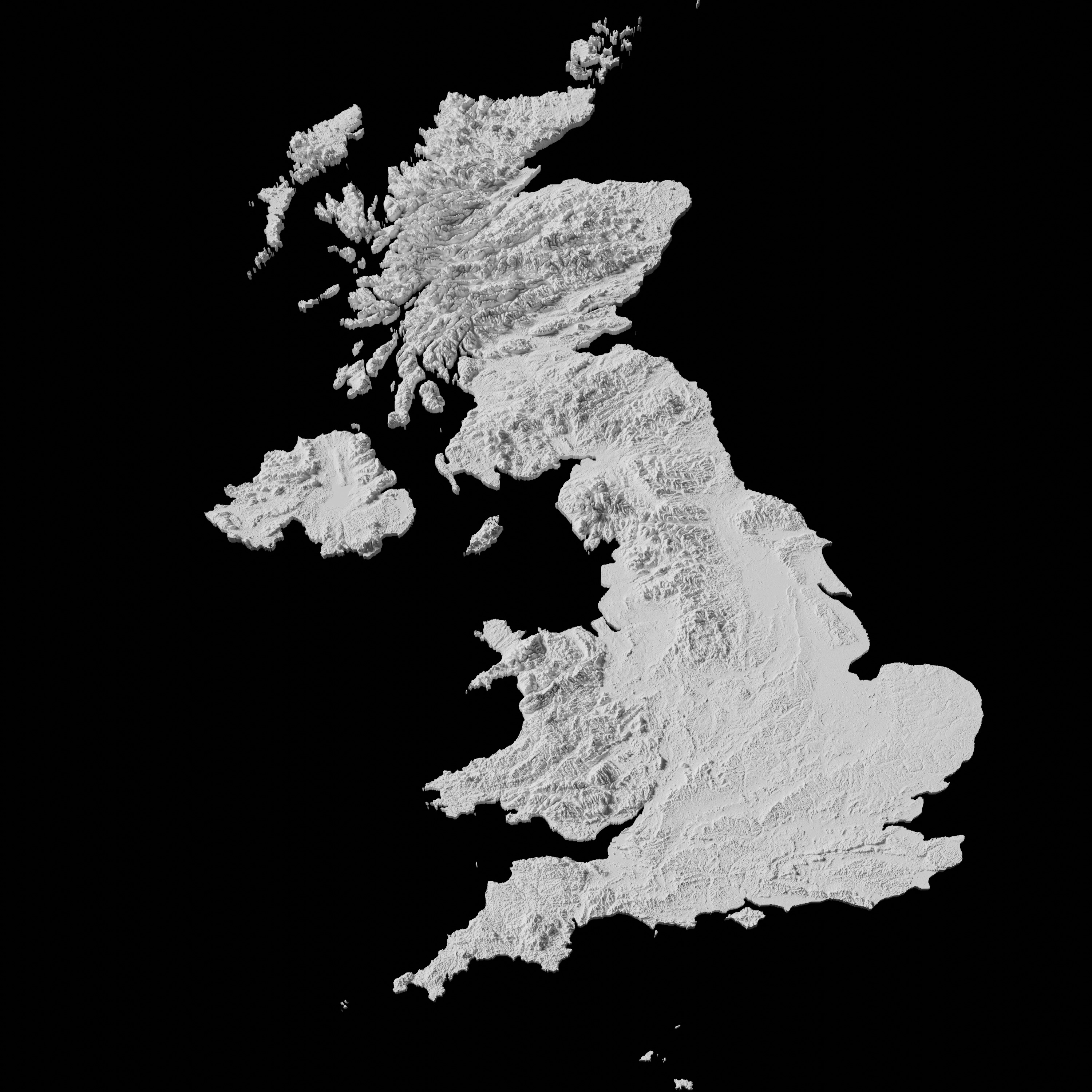 United Kingdom Topographic Map - 3D Terrain Topography of the UK 3D print model_1