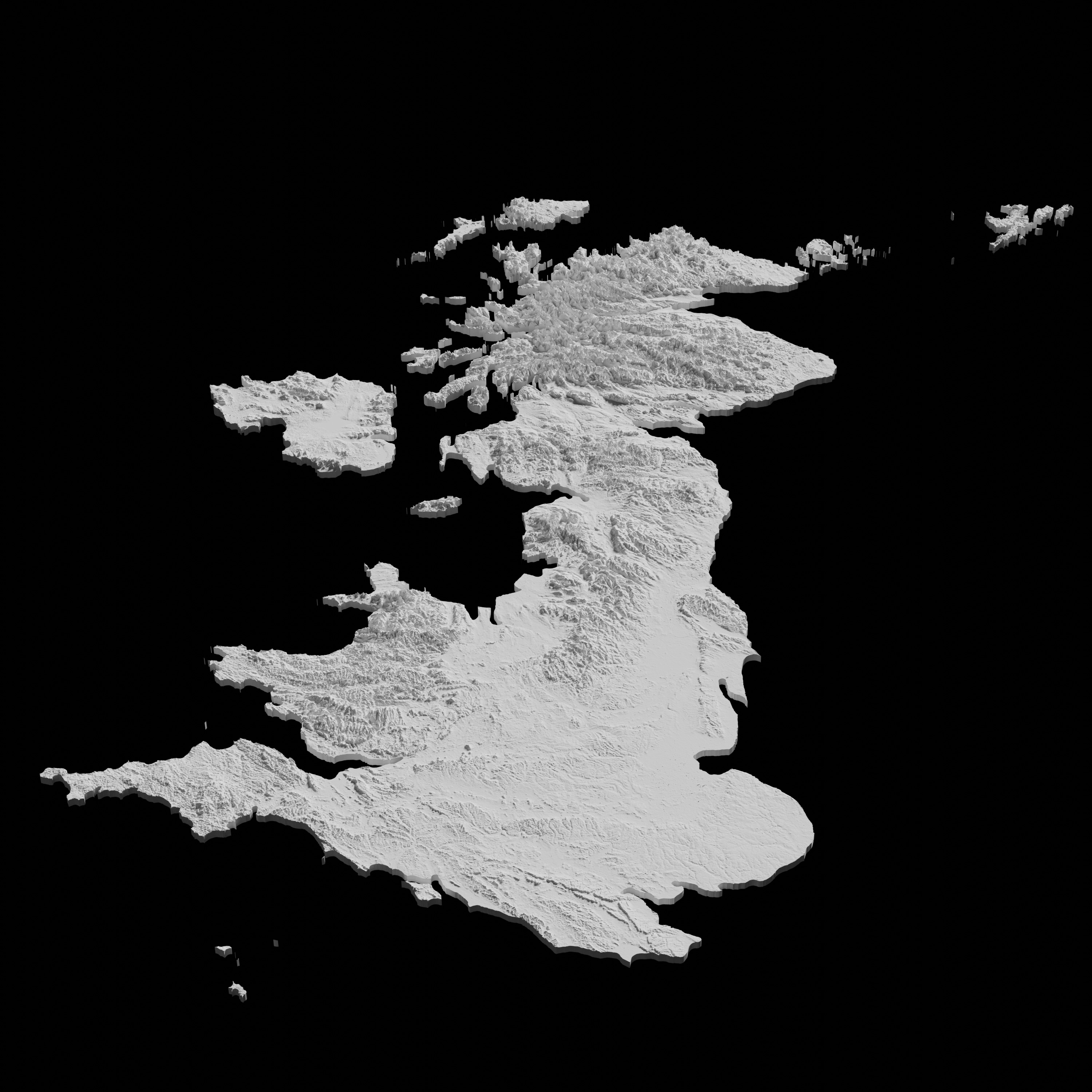 United Kingdom Topographic Map - 3D Terrain Topography of the UK 3D print model_5