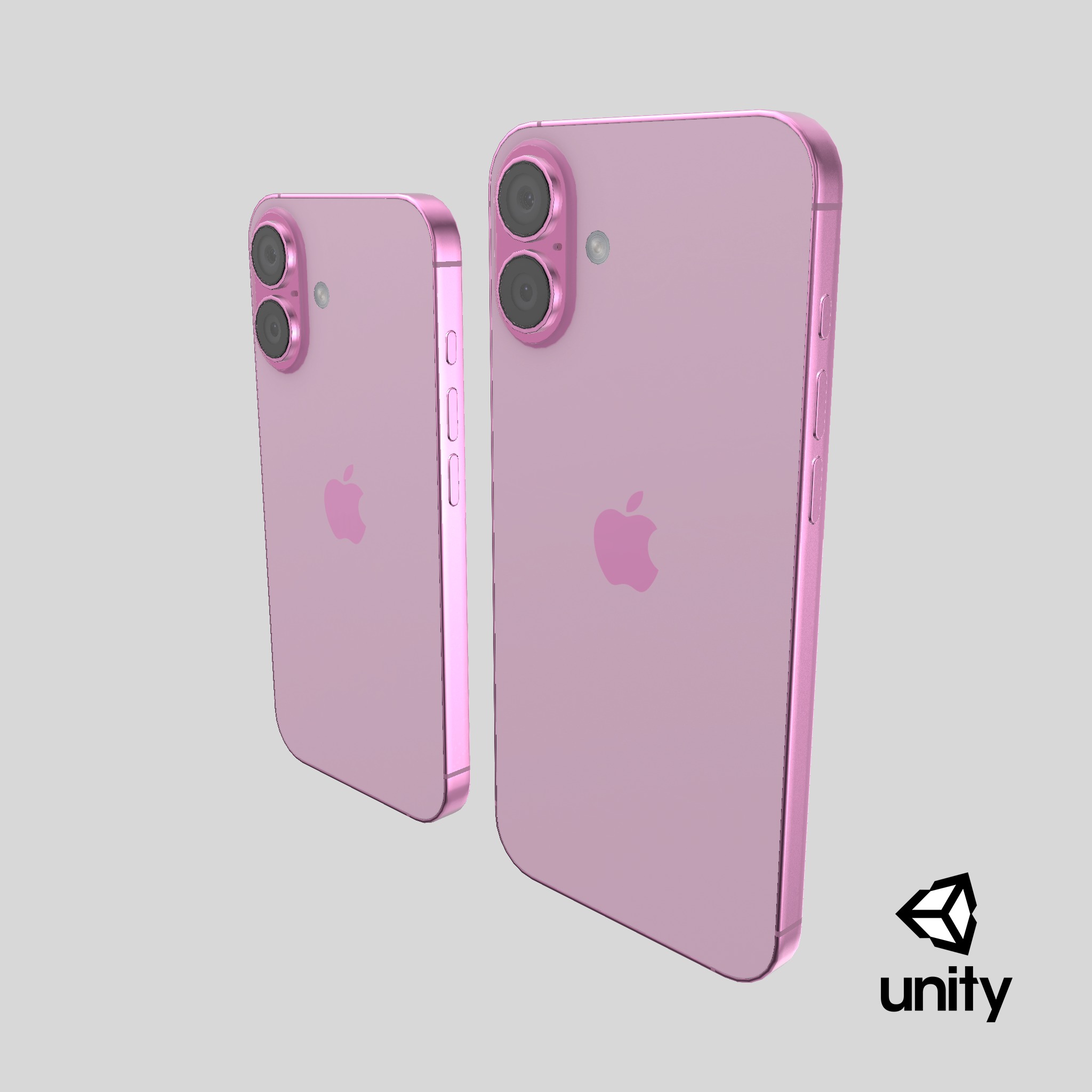 iPhone 16 and 16 Plus Pink Low-poly 3D model_14